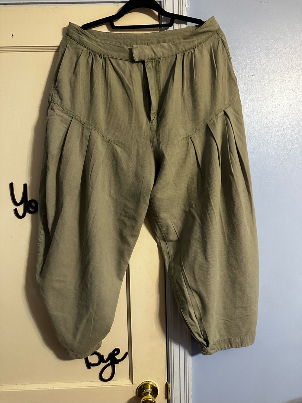 Light Olive/sage Green Relaxed pleated baggy fit pants